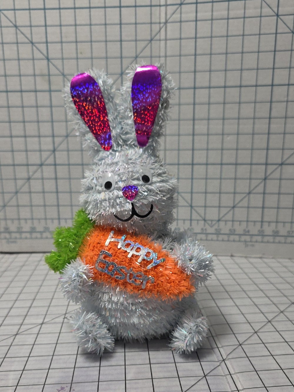 White Bunny Plush w Orange Carrot and Purple Ear Accents, NWOT (photo example)